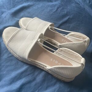 White woven canvas sandals